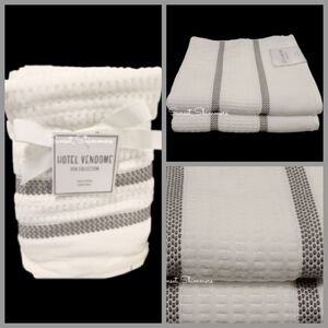 4pc Hotel Vendome Spa Collection Bath & Hand TOWEL Set Velour White Gray New
